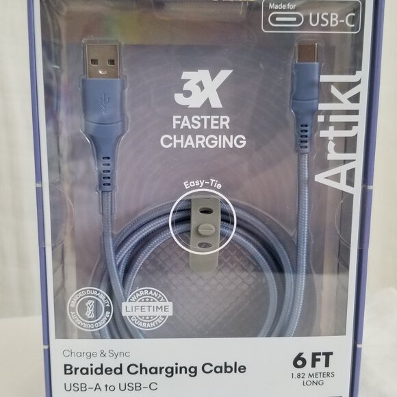 Artikl Charge & Sync Braided Charging Cable 6f USB-A to UBC-C 3X Faster Charging - Picture 10 of 16